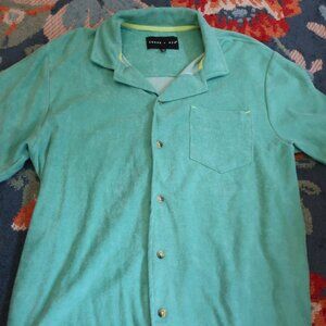 Sea Green Terrycloth Shortsleeve Button Up